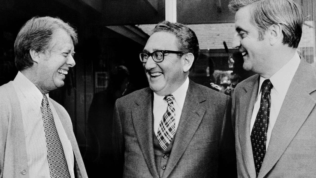 Mr Carter in 1976, with secretary of state Henry Kissinger and vice president Walter Mondale. Picture: AFP