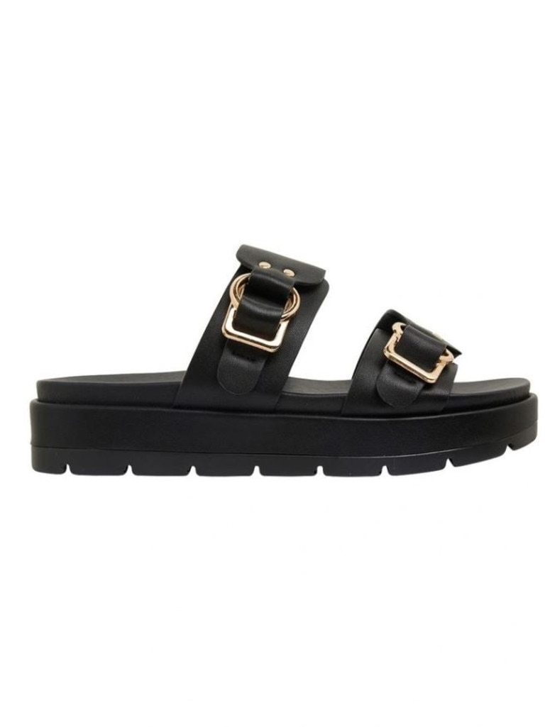 Sandler Fiction Black Smooth Sandals. Picture: Myer.