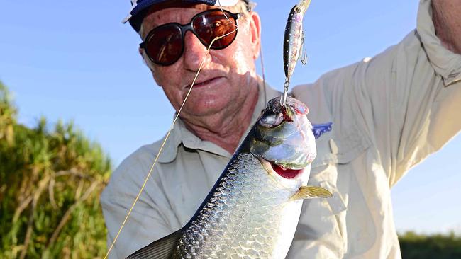 Dick Eussen with one of many Corroboree tarpon teaming in the big lagoon this year