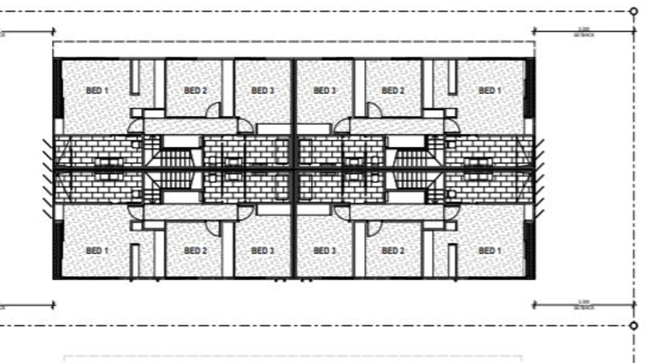 A floorplan for the townhouses' second storey. Picture: Reddog Architects/PD Online