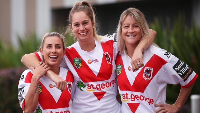 Jillaroos (L-R) Sam Bremner, Kezie Apps and Talesha Quinn form the backbone of the Dragons. Picture. Phil Hillyard