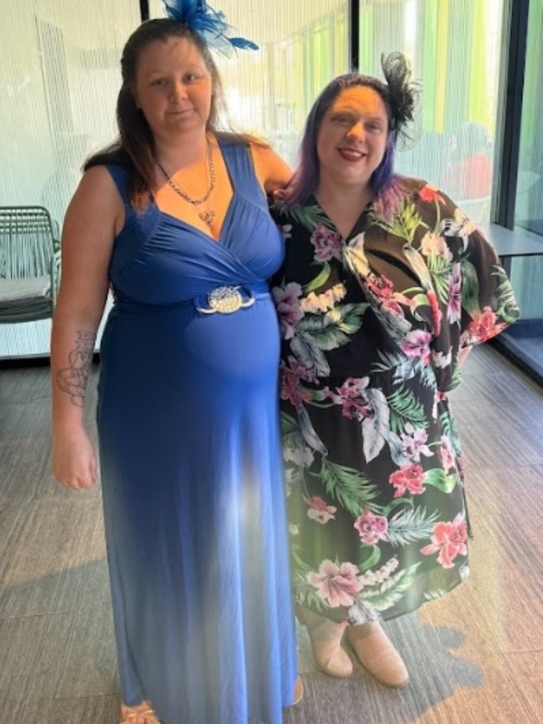 Dominique Bernardin and Kirsty Eames celebrating the Melbourne Cup at Gympie RSL Club.