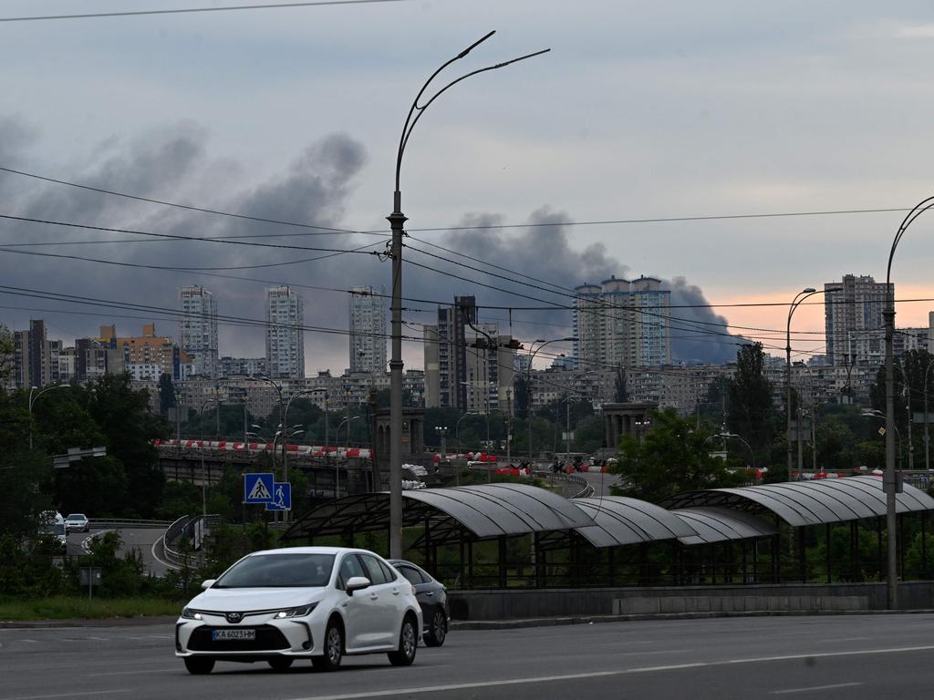 Several explosions hit the Ukrainian capital Kyiv early Sunday morning. Picture: AFP