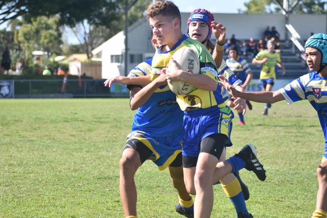 Cooper Pullen in the Wanderers v Souths Sharks final in the RLMD U13s division in Mackay. August 14, 2021. Picture: Matthew Forrest