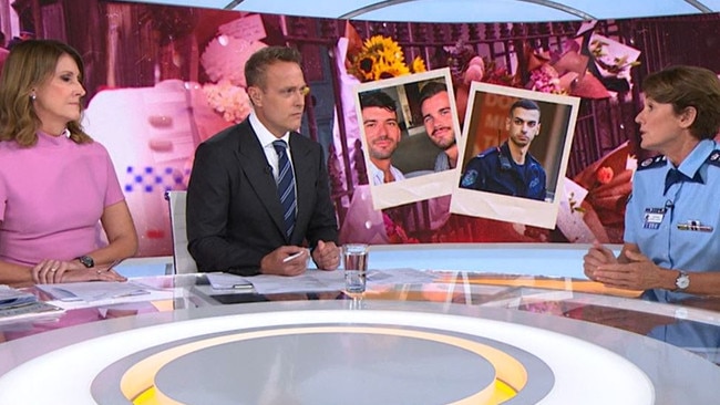 Sunrise hosts Nat Barr and Matt Shirvington grilled Ms Webb. Picture: Sunrise