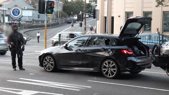 The black BMW Tarek Zahed was travelling in when he was arrested. Picture: NCA NewsWire