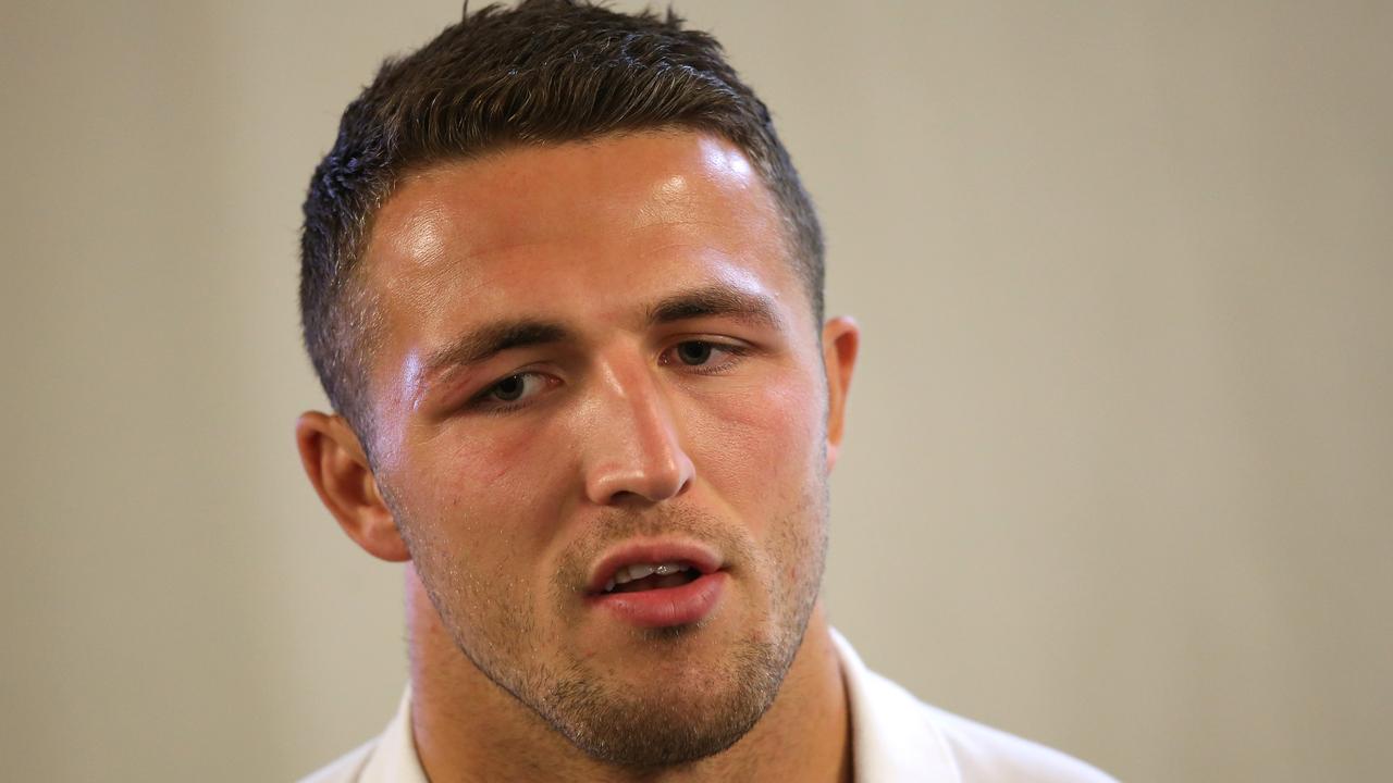 BAGSHOT, ENGLAND - SEPTEMBER 28: Sam Burgess faces the media during the England press conference at Pennyhill Park on September 28, 2015 in Bagshot, England. (Photo by David Rogers/Getty Images)