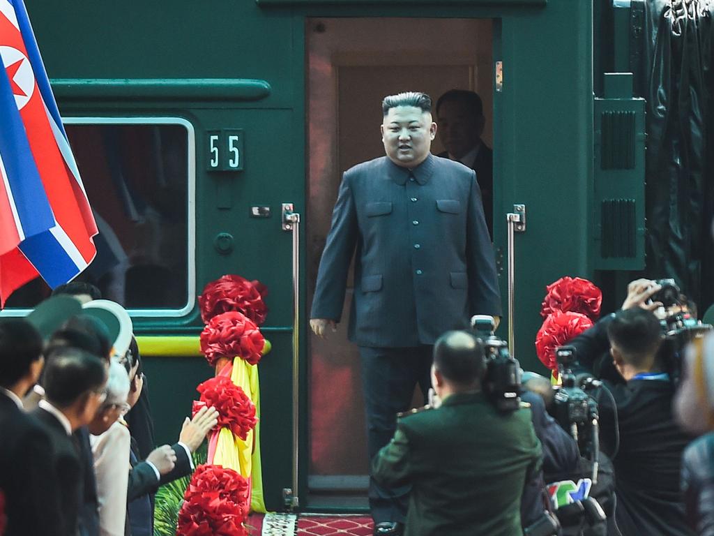 Kim took an armoured train through China to Vietnamese border town of Dong Dang as the world looks for concrete progress over the North’s nuclear program. Picture: Nhac Nguyen / AFP