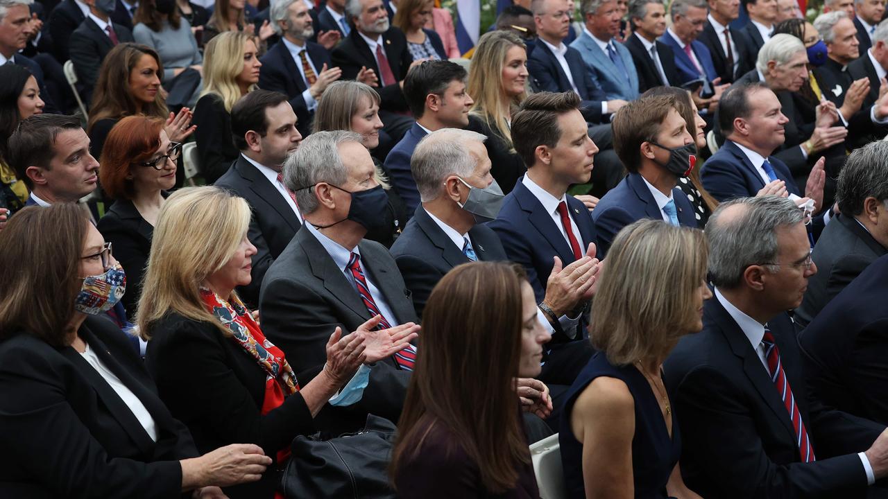 The crowd at that Rose Garden event, watching Mr Trump nominate Judge Barrett. Picture: Chip Somodevilla/Getty Images/AFP