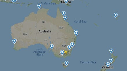 A Flight Radar 24 image showing Virgin's sole remaining service in operation on April 10. Picture: Supplied