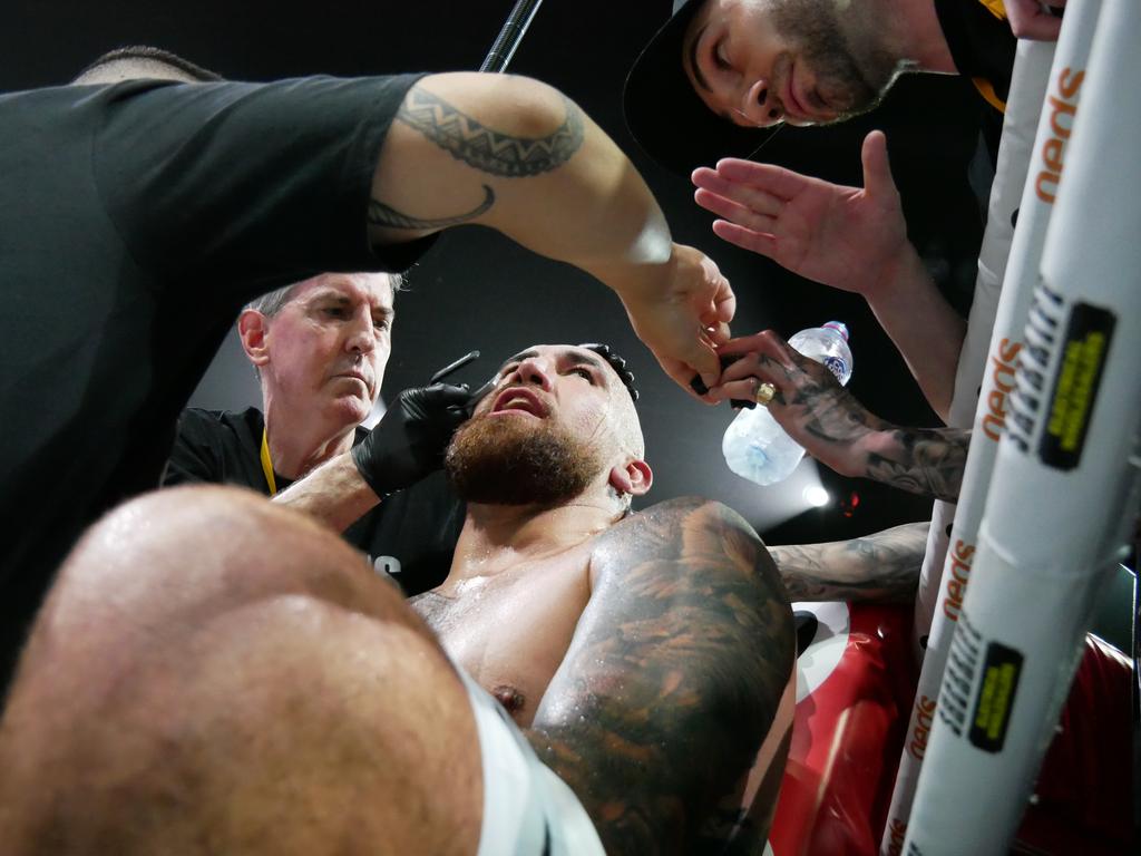 Nelson Asofa-Solomona at the Battle of the Reef fight night at the Townsville Entertainment and Convention centre, October 7 2023. Picture: Blair Jackson.