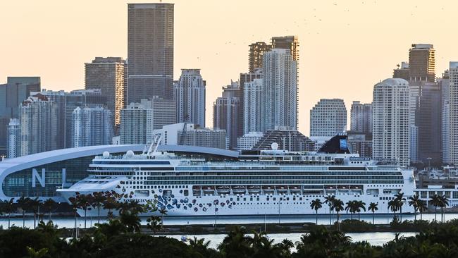 Cruise ships such as the Norwegian Gem, seen here in Miami earlier this month, could resume US operations by Mid-July, the CDC said. Picture: AFP