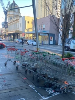 Abandoned trolleys at Phillip St, Parramatta.