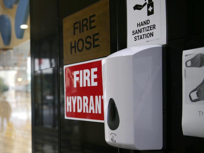 Some security guards were reluctant to use hand sanitiser for religious reasons. Picture: NCA NewsWire/Sarah Matray