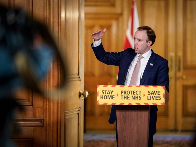 Britain's Health Secretary Matt Hancock. Picture: AFP.