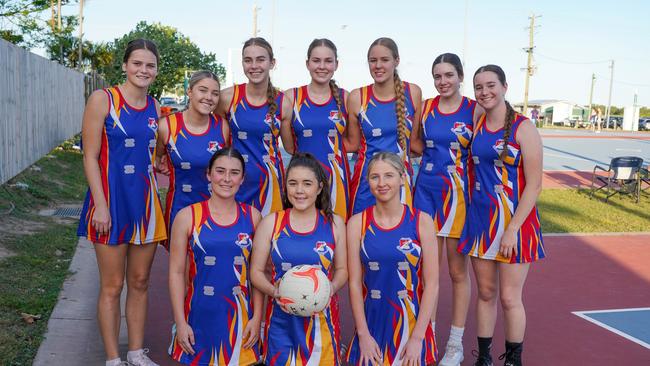 St Patrick's College Mackay Gold Netball team. Back row: Isabelle Sinn, Letitia Talbot, Jazmyn Gervinas, Phoebe Francis, Lilli Pryor, Rebecca Symons, Ysobel Maher. Front row: Lillian Newland, Paige Zeller, Ashlee Amos. Picture: Supplied.