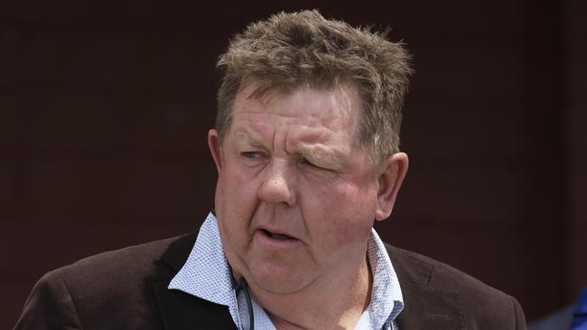 NEWCASTLE, AUSTRALIA - NOVEMBER 13: Trainer Brett Cavanough looks on during Sydney Racing at Newcastle Racecourse on November 13, 2021 in Newcastle, Australia. (Photo by Mark Evans/Getty Images)