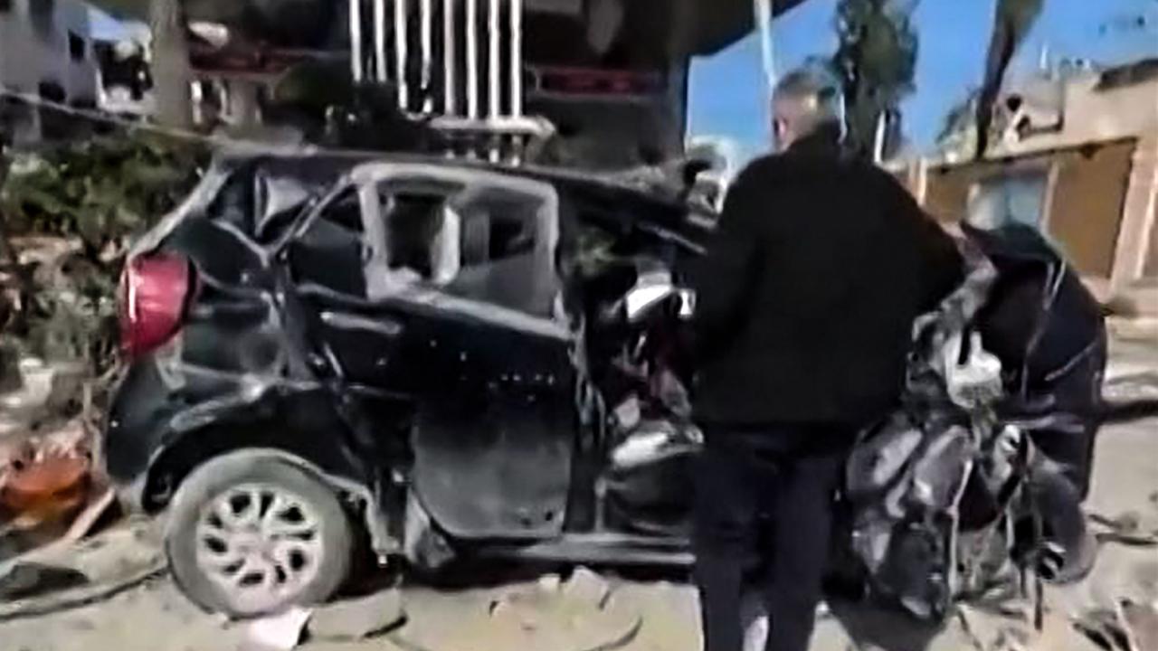 The car in which Hind Rajab’s family reportedly came under fire. Picture: Palestinian Red Crescent/AFP