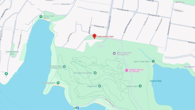 Little Ashton Park in Mosman is subject to the land claim by the NSW Aboriginal Land Council. Picture: Supplied / Google Maps