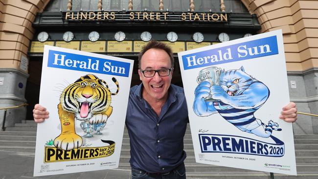 Mark Knight has revealed his 2020 Premiers poster designs. Picture: Alex Coppel.