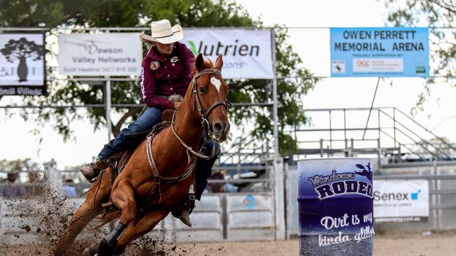 Emerald's Leanne Caban pictured competing in the barrel racing.