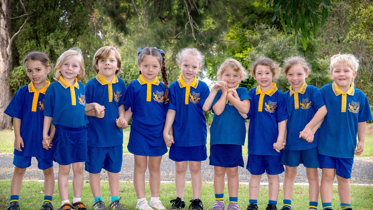 MY FIRST YEAR 2024: Ramsay State School Prep students (from left) Tilly, Annabelle, Spencer, Makenlee, Livia, Annie, Brooklyn, Clara and Angus, February 2024. Picture: Bev Lacey