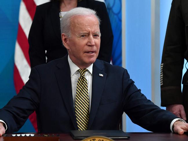 US President Joe Biden participates in a signing ceremony after delivering remarks on US assistance to Ukraine in Washington, DC. Picture: AFP