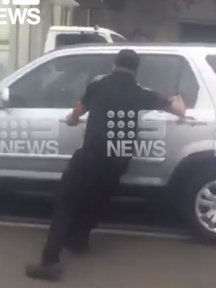 Police allege the car was damaged by other men but no charges have been laid. Picture: Channel 9