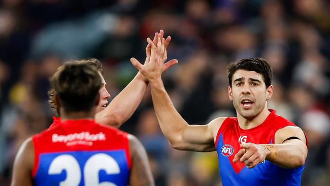 Christian Petracca will be aiming to continue his consecutive games streak alive through the 2024 season. Picture: Dylan Burns/AFL Photos via Getty Images.