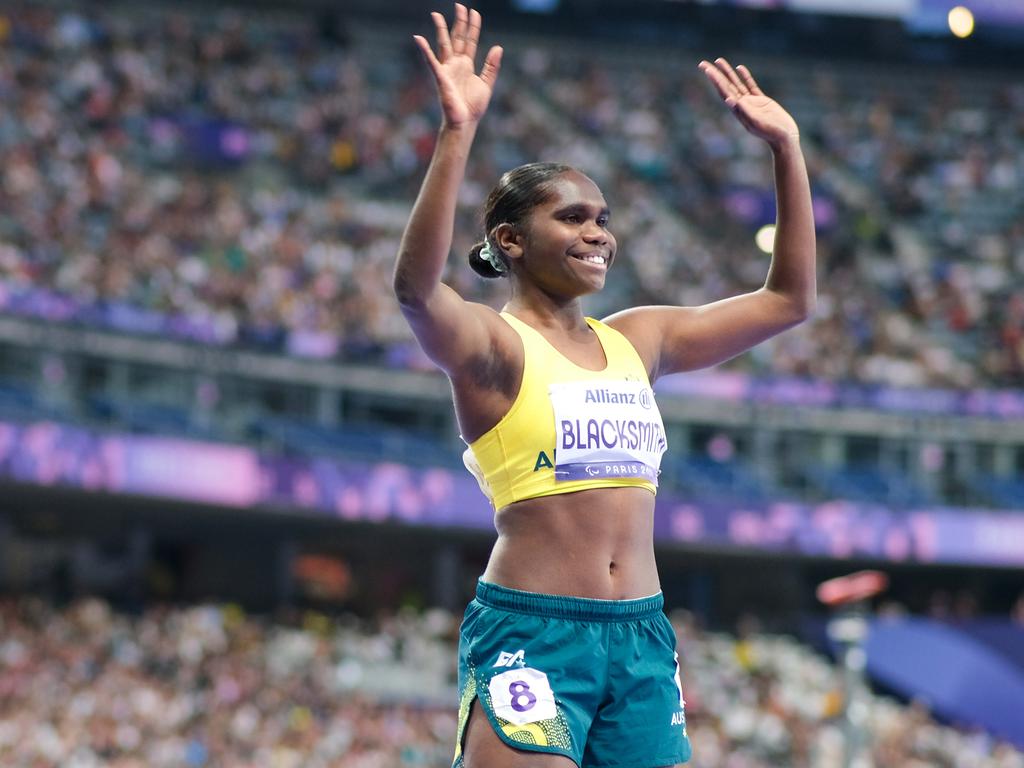 Australian Paralympic 400m runner Telaya Blacksmith lines up for the 400m T-20 class at the Paris Paralympics on Monday night, September 2, 2024. Photo: Jacquelin Magnay