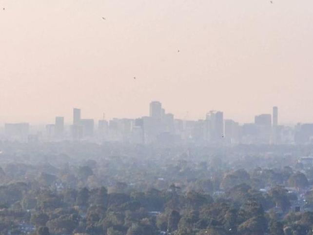 The haze over Adelaide on Saturday. Picture: Troy Burton