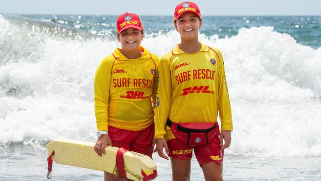 13-year-old Coogee life savers Amelie Filippi and Ginevra Aiello pictured at Coogee beach. Pic: AAP Image / Monique Harmer