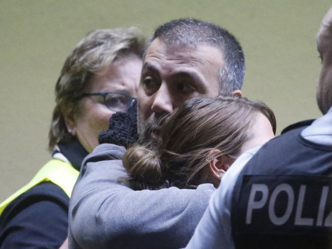 People waiting for flight 4U 9525 are led away by airport staff at the airport in Dusseldorf, Germany. Picture: Frank Augstein