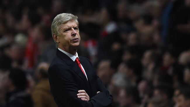 Arsenal’s manager Arsene Wenger bemoans the action.