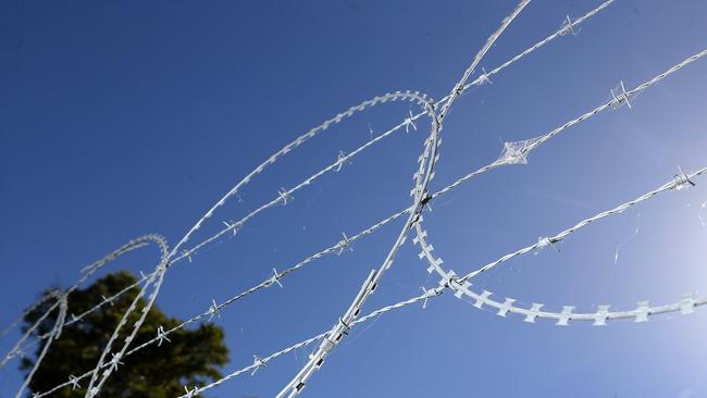 Razor wire has been installed at Parkville as an added security precaution. Picture: Yuri Kouzmin