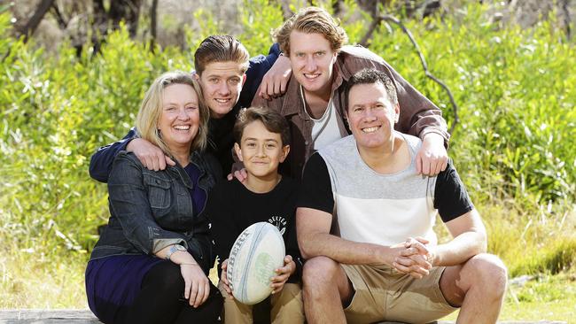 Parents Laura and Serge Schuetz with sons Billy, 17, Brandyn, 12, and Jack, 19: “There have always been consequences to their behaviour and they know it.” Picture: Justin Lloyd