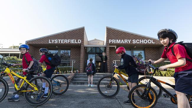 Students return to Lysterfield Primary School earlier this week.