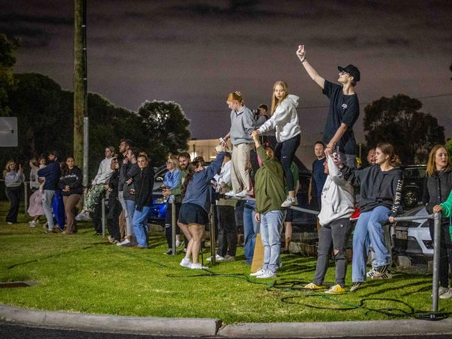 Swifties flocked to the Melbourne Jet Base at Tullamarine. Picture: Jake Nowakowski