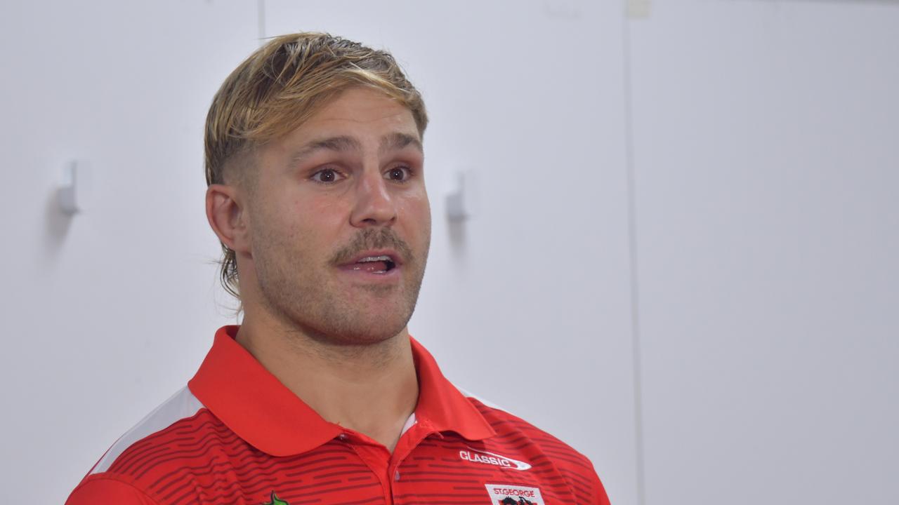 Dragons player Jack de Belin during a media conference. Picture James Corman