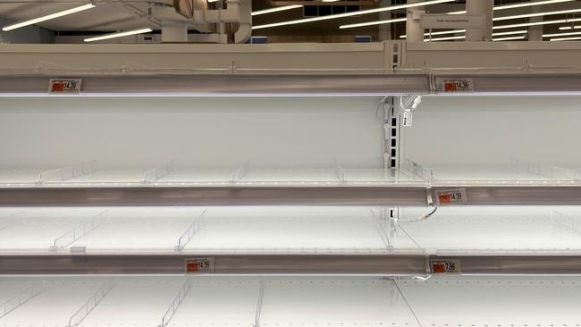 Shelves were already emptying and yet closing sales hadn’t even begun. Picture: Benedict Brook/news.com.au