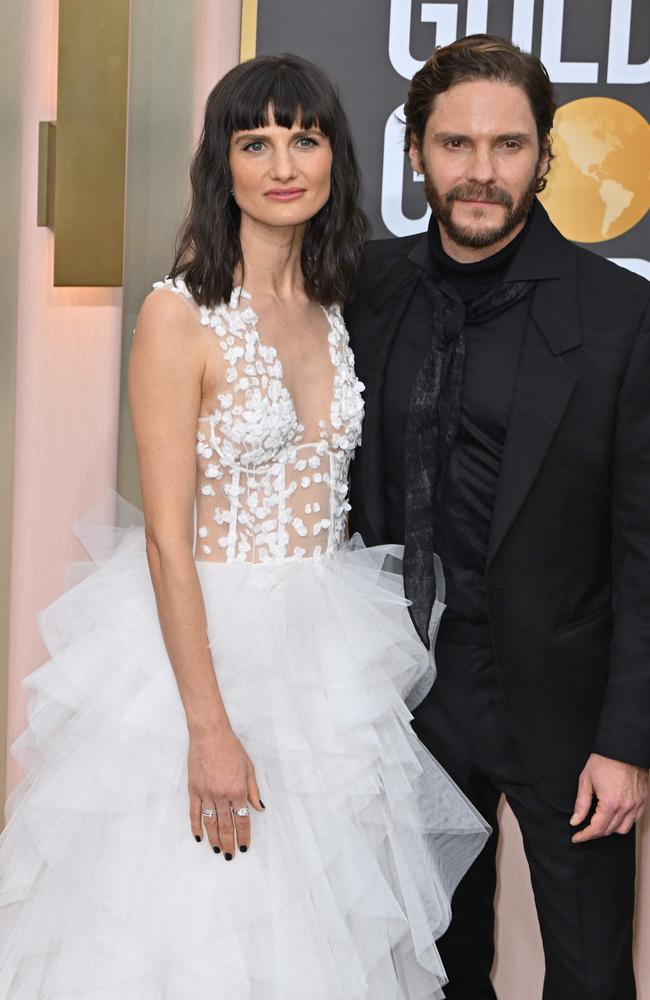 Spanish-German actor Daniel Bruhl and his wife Felicitas Rombold arrive for the 80th annual Golden Globe Awards. Picture: AFP