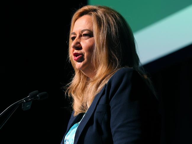 Smart Energy Councils International Ambassador Annastacia Palaszczuk speaking to members at the Smart Energy Queensland convention Brisbane 27th August 2024 Picture David Clark