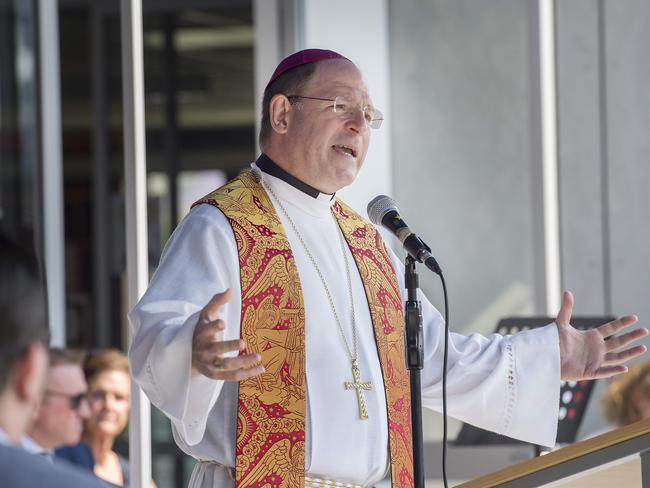 Bishop Anthony addresses the opening of the learning centre. Picture: Troy Snook