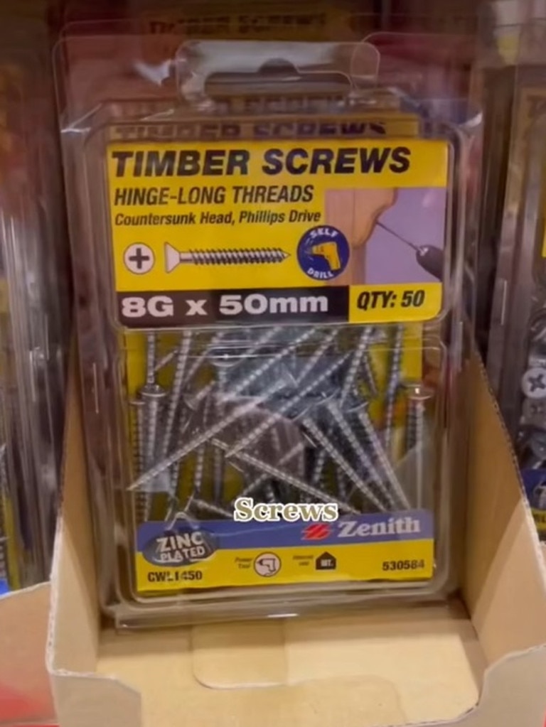 The screws were $6.25. Picture: TikTok/ondaessentials