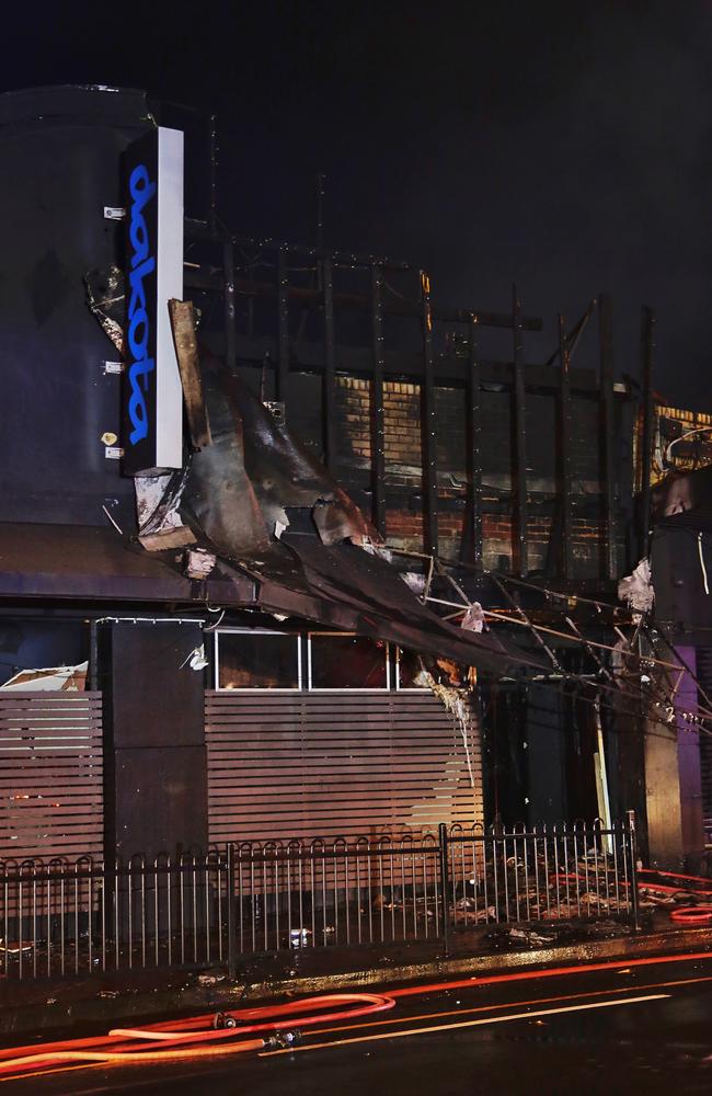 Firefighters say the interior of the Dakota nightclub has been completely destroyed. Picture: Hamish Blair