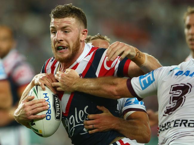 Jackson Hastings takes on the Sea Eagles defence.