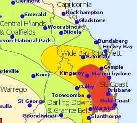 INCOMING: Severe thunderstorms with heavy rain, damaging winds and large hail are expected to hit the Coast this afternoon. Picture: Bureau of Meteorology