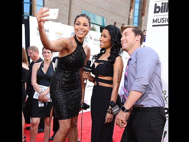 BBMA 2014: Rapper Nicki Minaj pictured in a selfie sandwich between Jordin Sparks and Lance Bass. Picture: Instagram