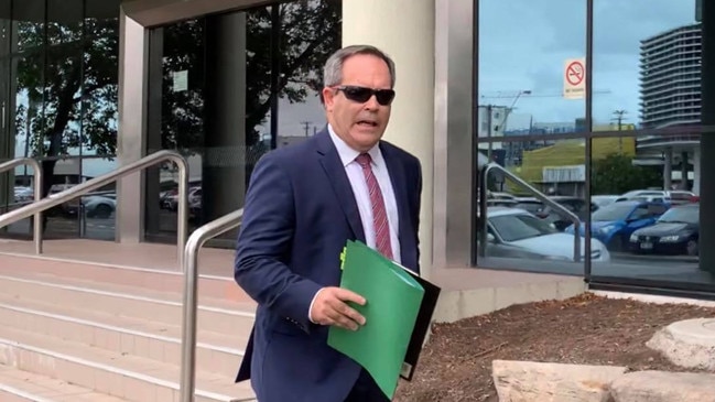 Lawyer Brad Hill leaves court, offering no comment about his client Brad Murray Evans.