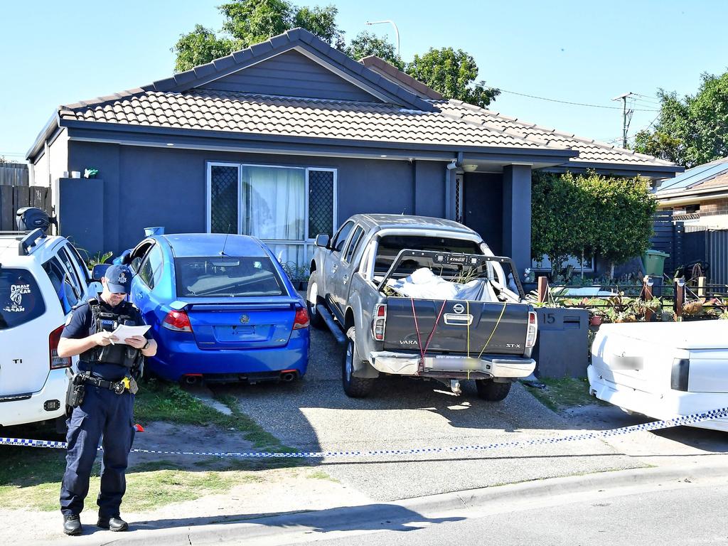 Police at the Peggy Road address where a man has been shot multiple times in a horror home invasion Thursday August 29, 2024. Picture, John Gass